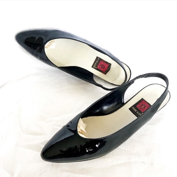 Vintage Black Patent Leather Slingback Flats - Picture 2 of 6